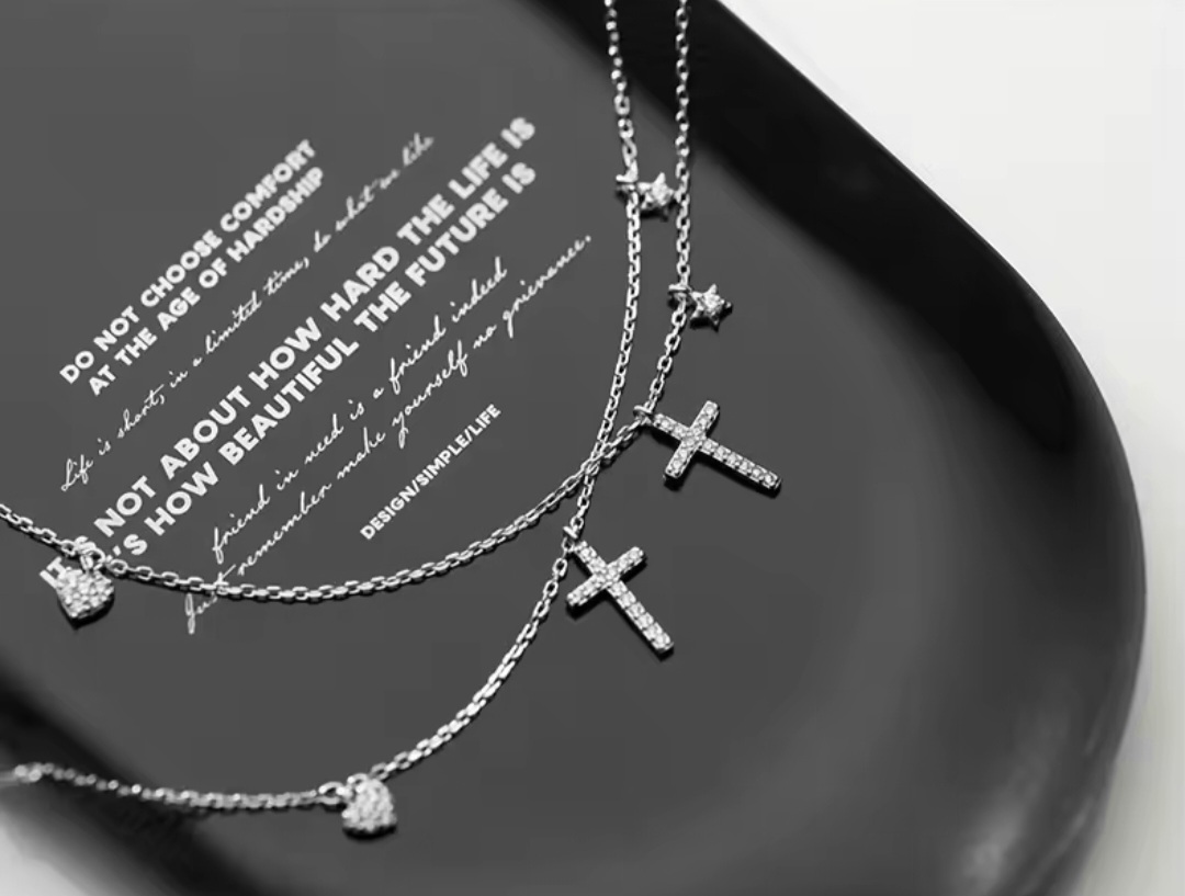 Сребърно колие с цирконий "Croce di Luce" - Image 5
