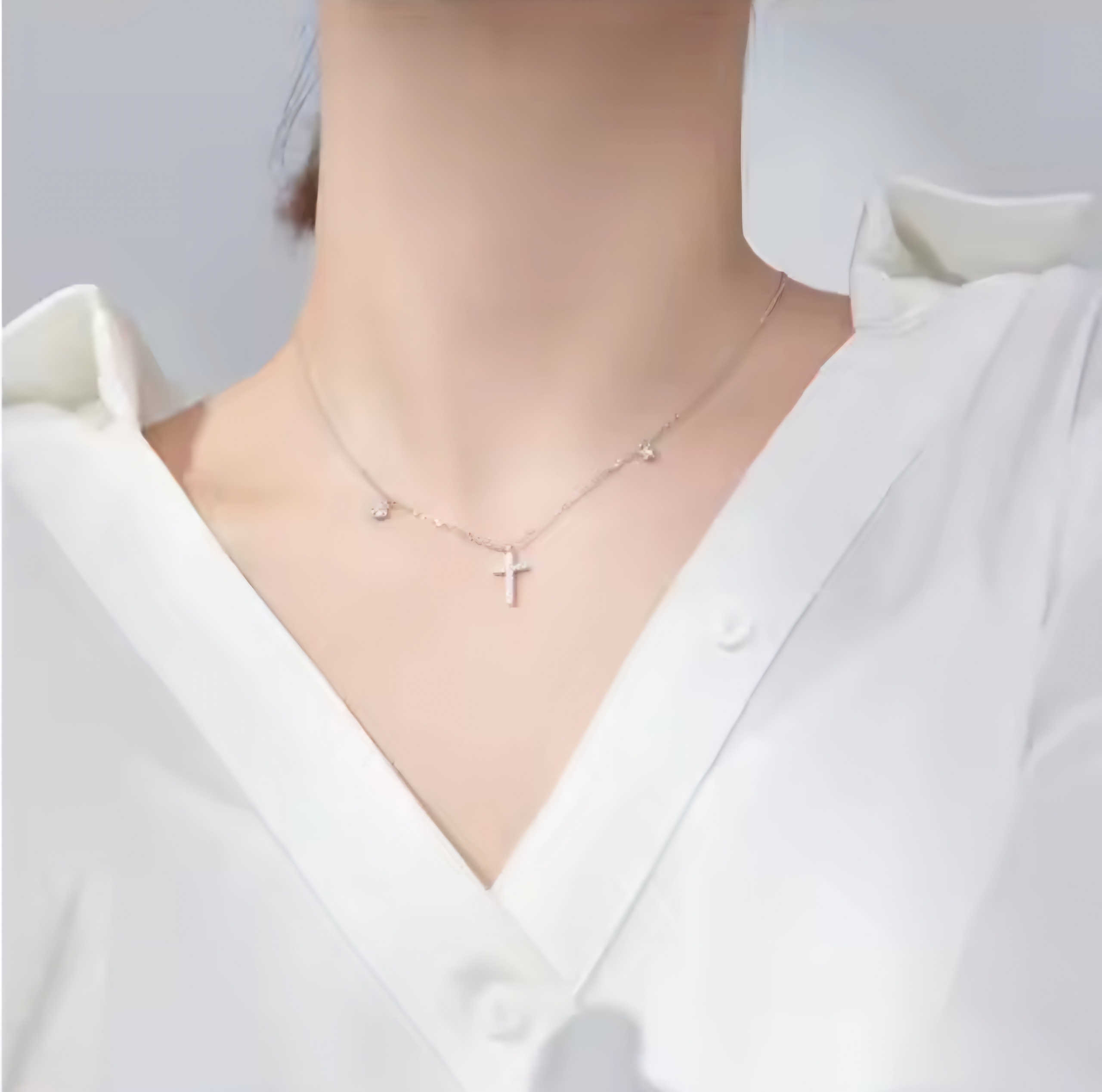 Сребърно колие с цирконий "Croce di Luce" - Image 2