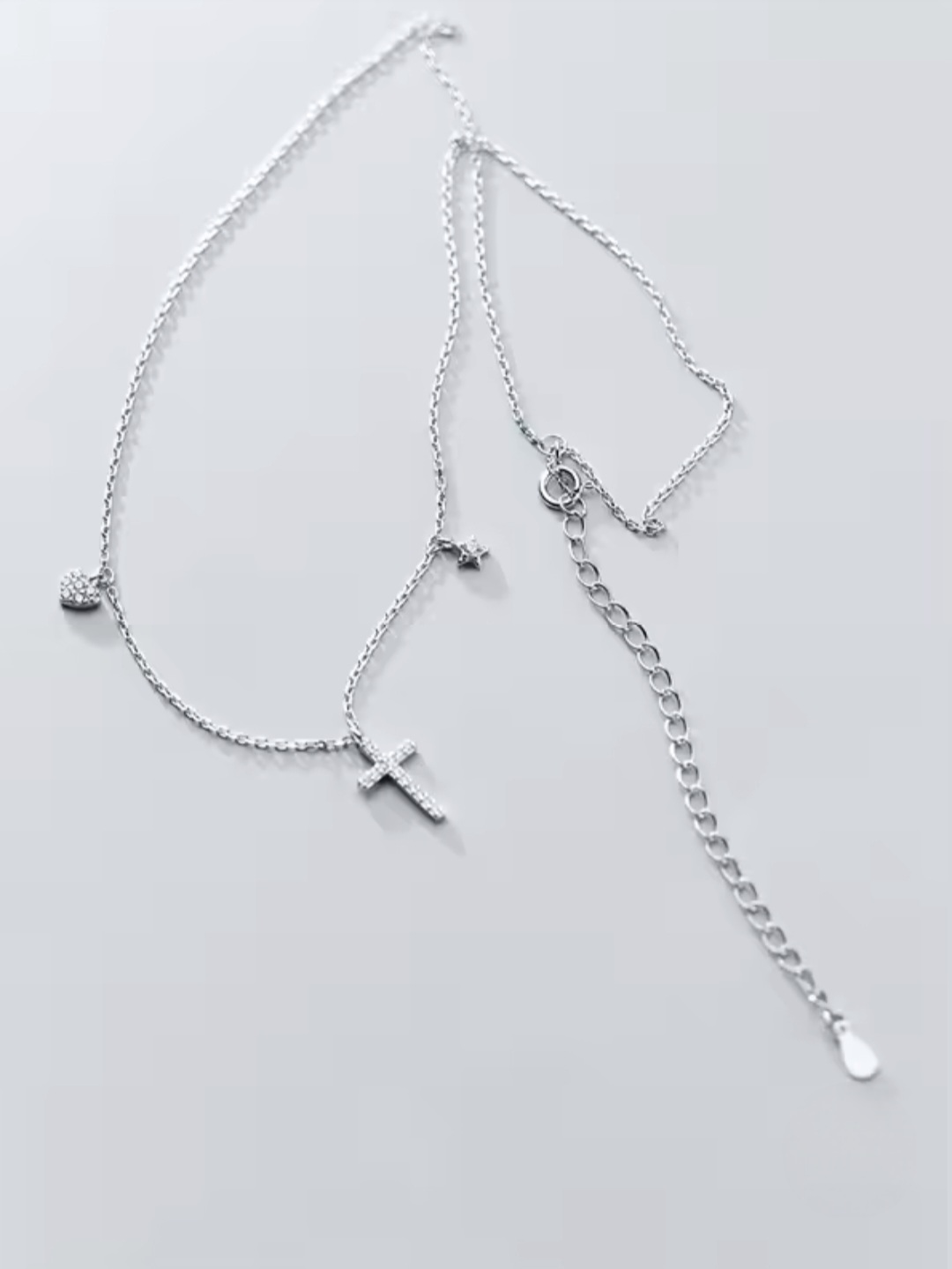 Сребърно колие с цирконий "Croce di Luce"