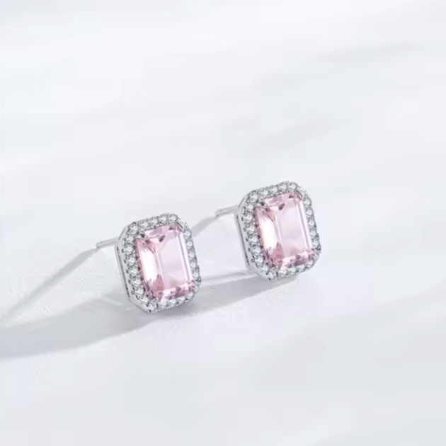 Сребърни обеци с цирконий "Кристална роза"