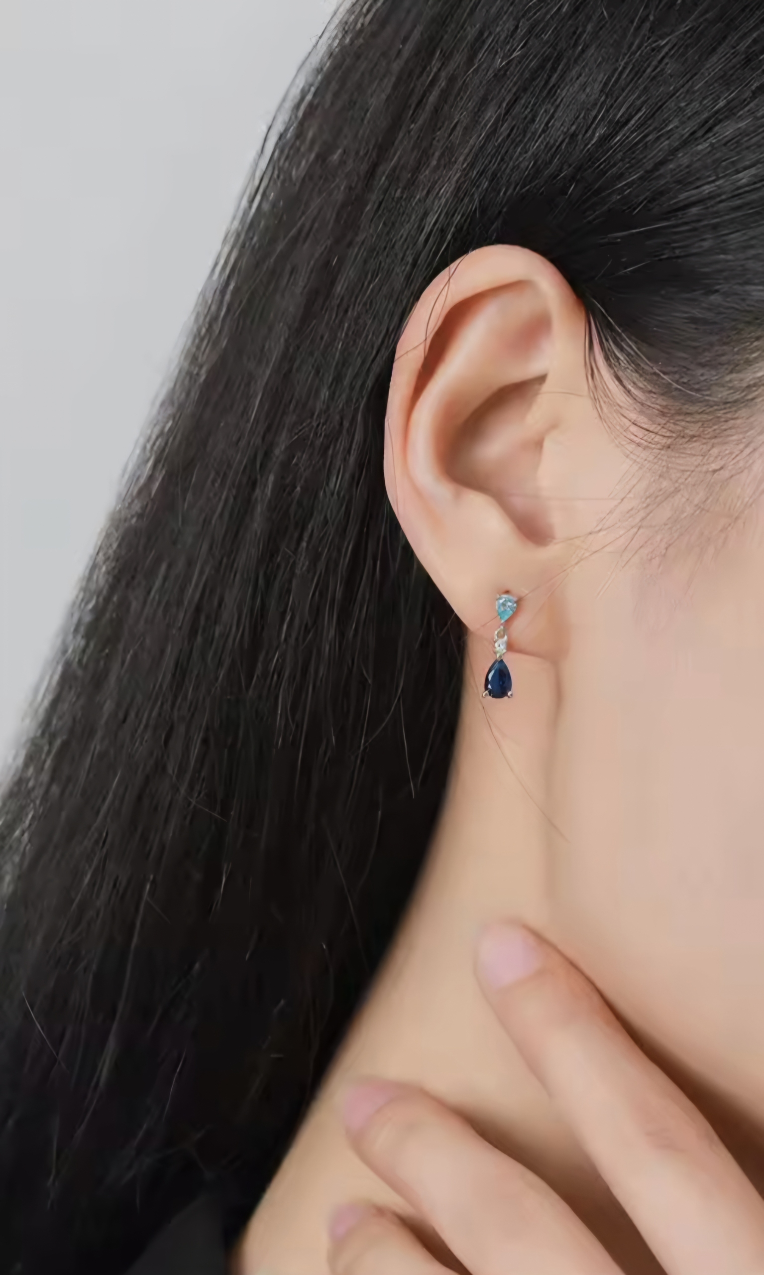 Сребърни обеци с цирконий "Нощ" - Image 2