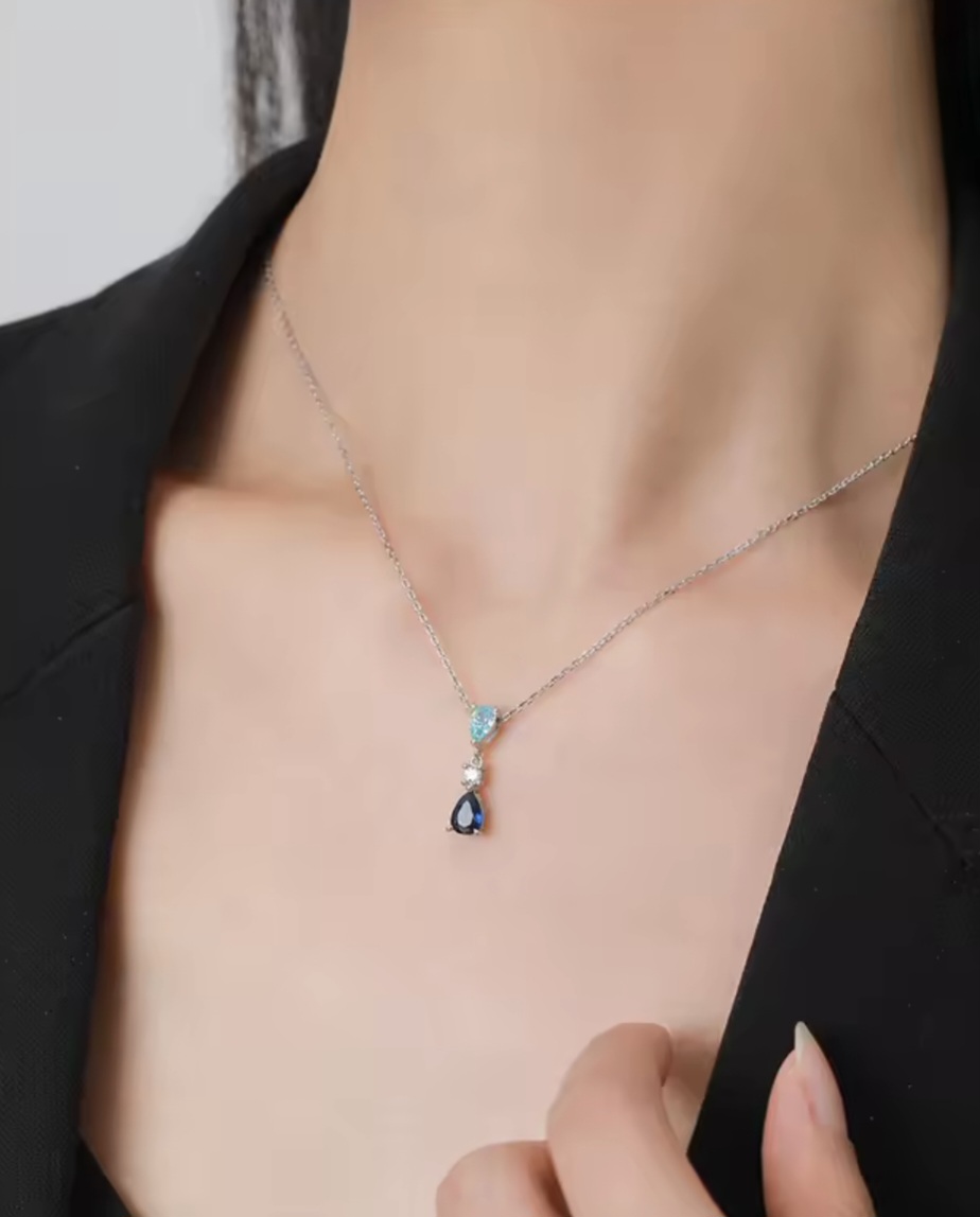 Сребърно колие с цирконий "Небе" - Image 5