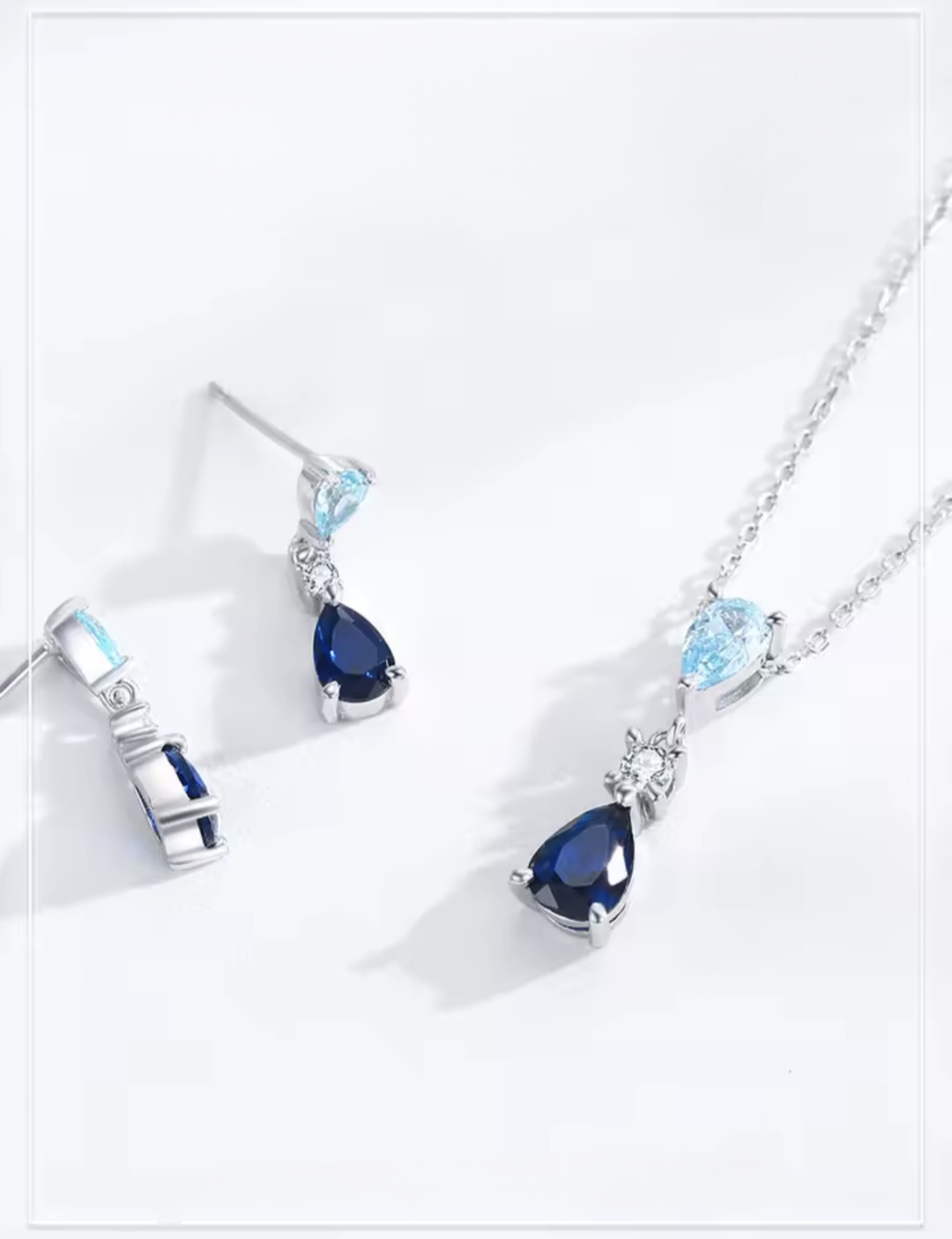 Сребърно колие с цирконий "Небе" - Image 3