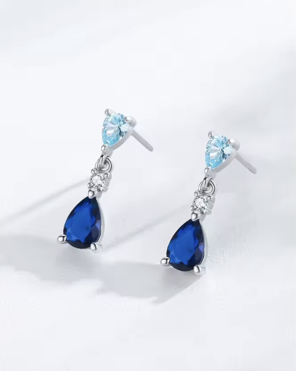 Сребърни обеци с цирконий "Нощ"