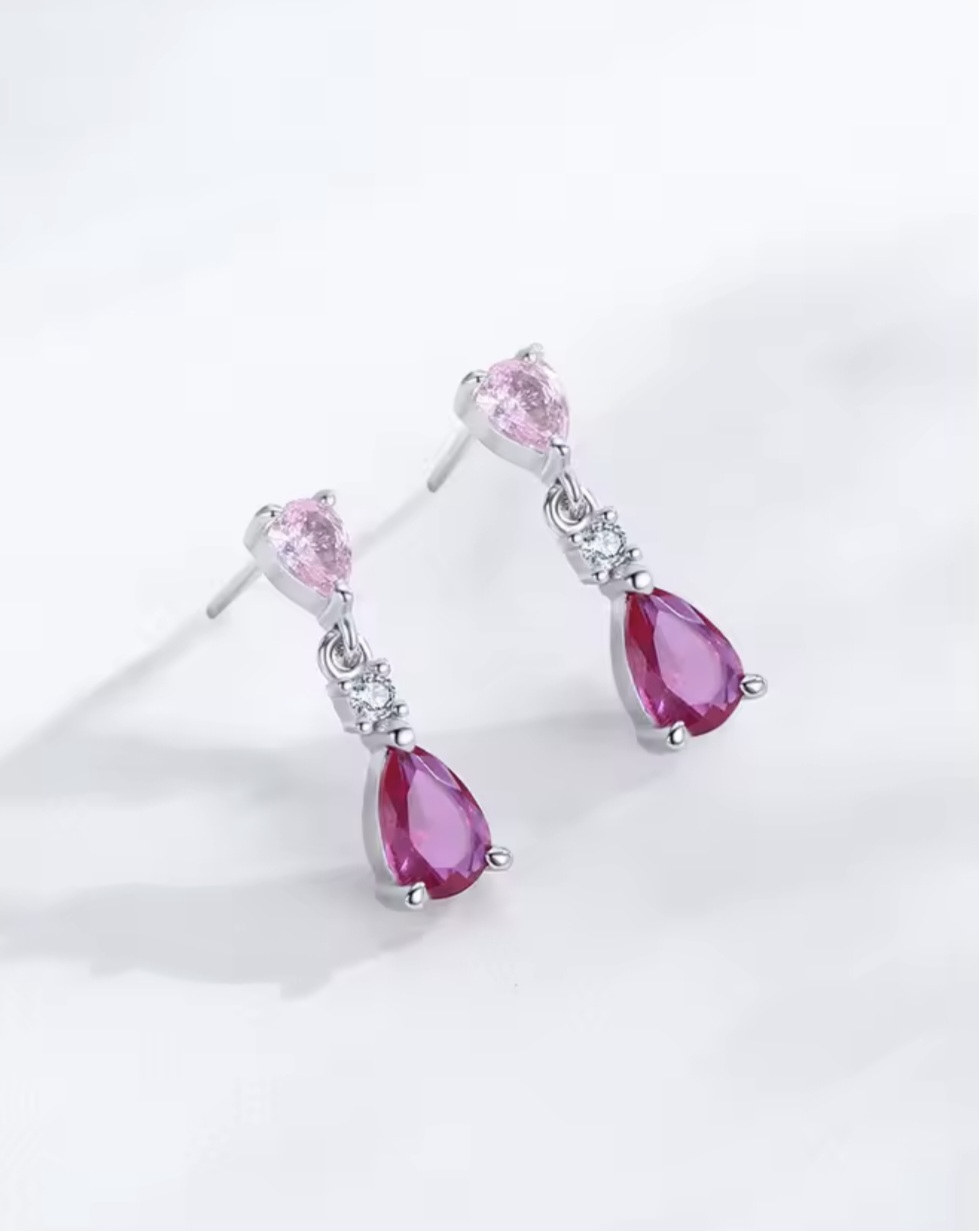 Сребърни обеци с цирконий "Romantic"