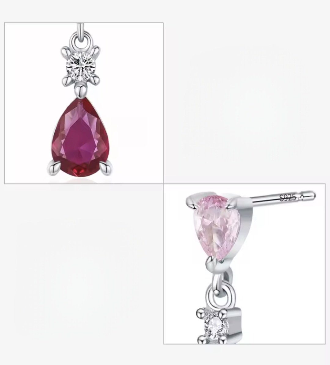 Сребърни обеци с цирконий "Romantic" - Image 4