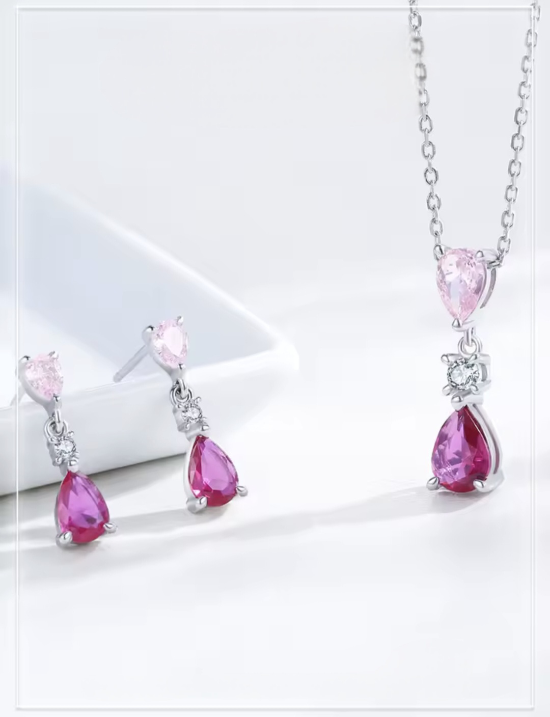 Сребърни обеци с цирконий "Romantic" - Image 5