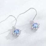 Сребърни обеци с цирконий "Синя градина"