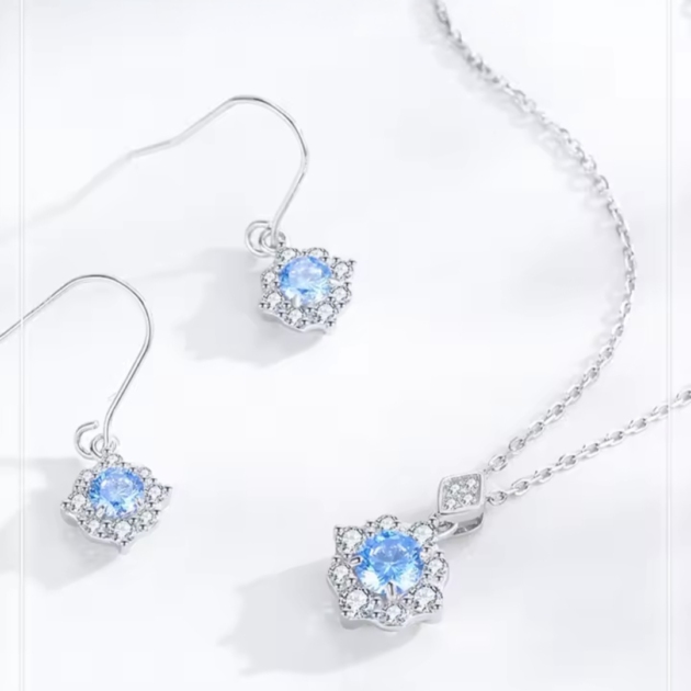 Сребърен комплект с цирконий "Сутрешна роса"