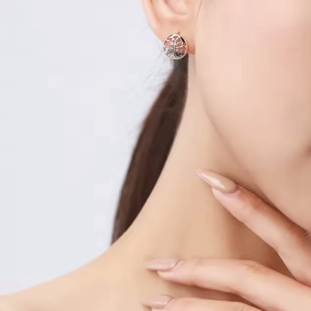 Сребърни обеци с цирконий "Вечна хармония"