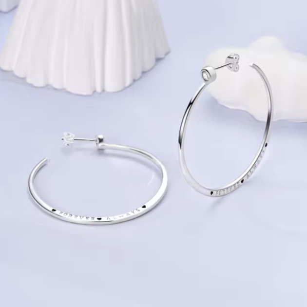 Сребърни обеци с цирконий "Forever and always"