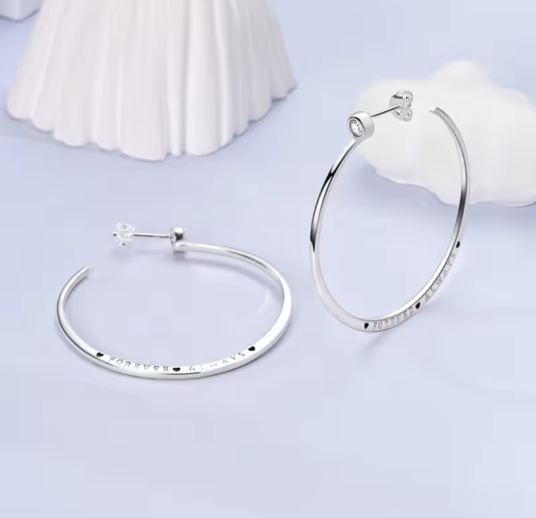 Сребърни обеци с цирконий "Forever and always"