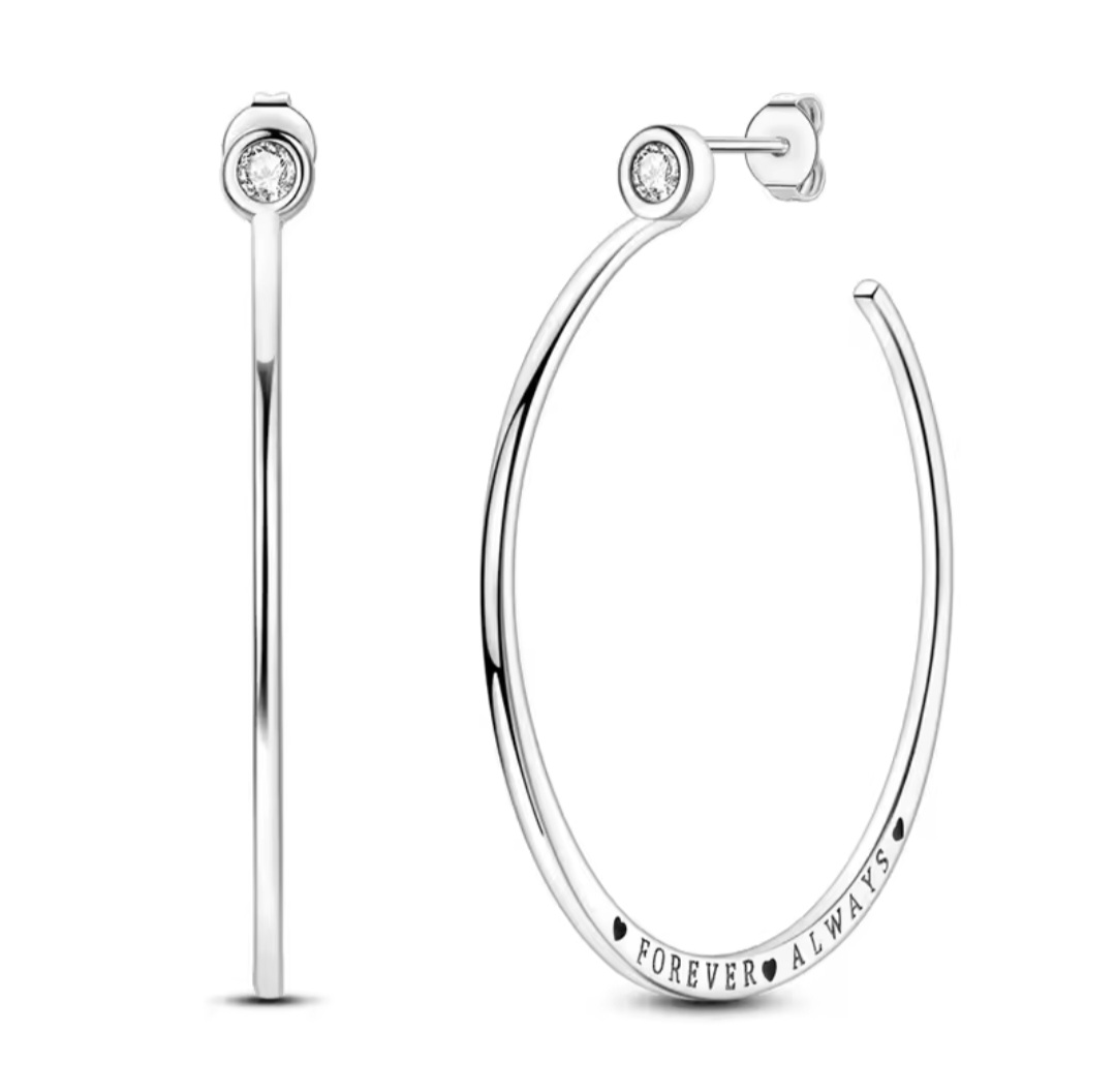 Сребърни обеци с цирконий "Forever and always" - Image 2