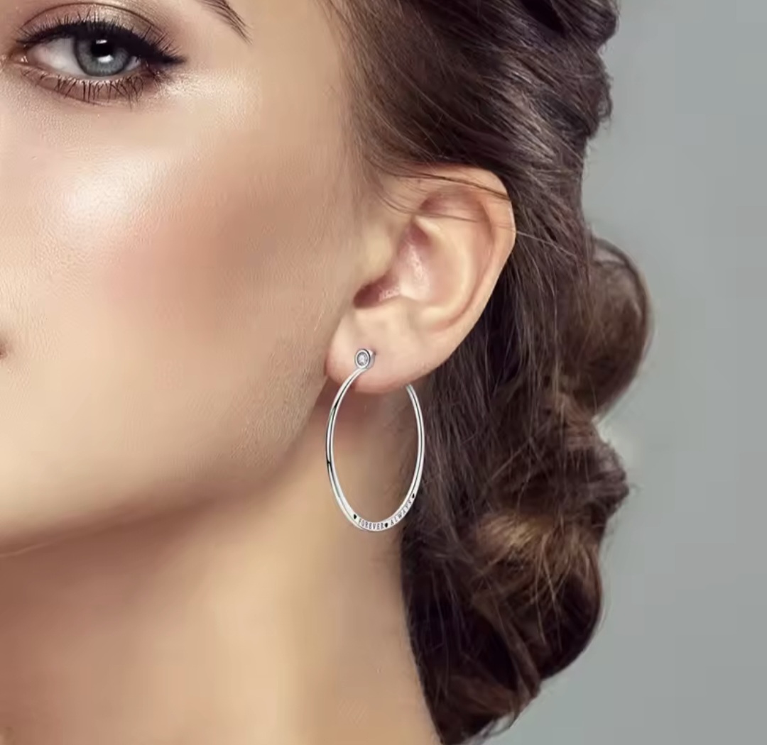 Сребърни обеци с цирконий "Forever and always" - Image 3