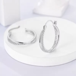 Сребърни обеци с цирконий "Halo Luxe"