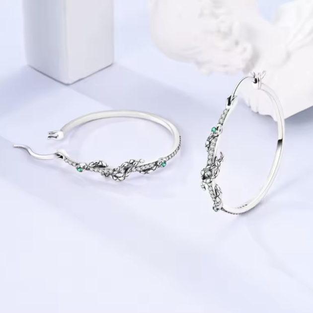 Сребърни обеци с цирконий "Oro Serpente"