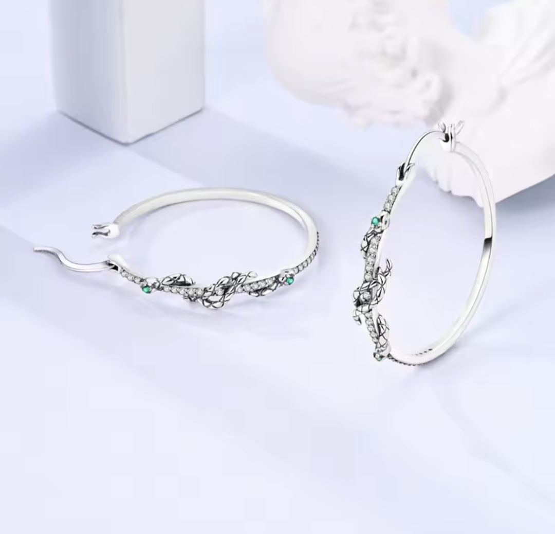 Сребърни обеци с цирконий "Oro Serpente"