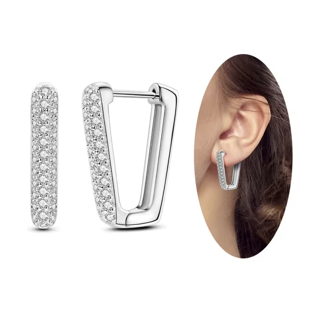 Сребърни обеци с цирконий "Trapezium" - Image 2