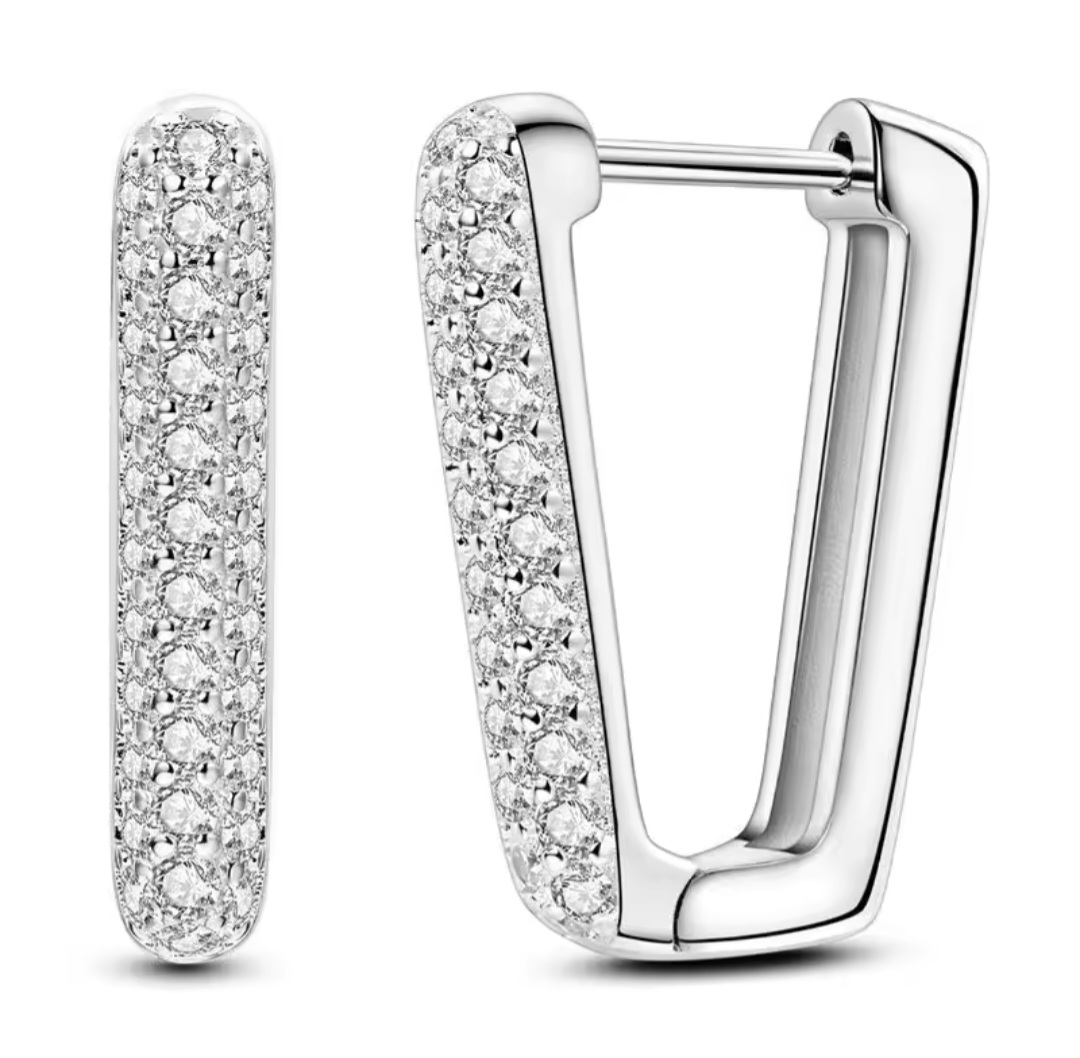 Сребърни обеци с цирконий "Trapezium"