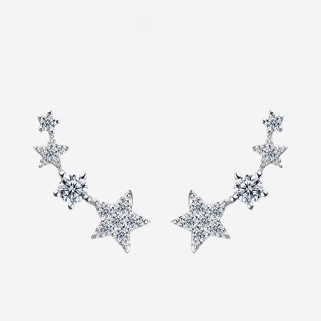 Сребърни обеци с цирконий "Звезден прах"