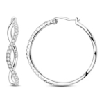 Сребърни обеци с цирконий "Преплетен танц"