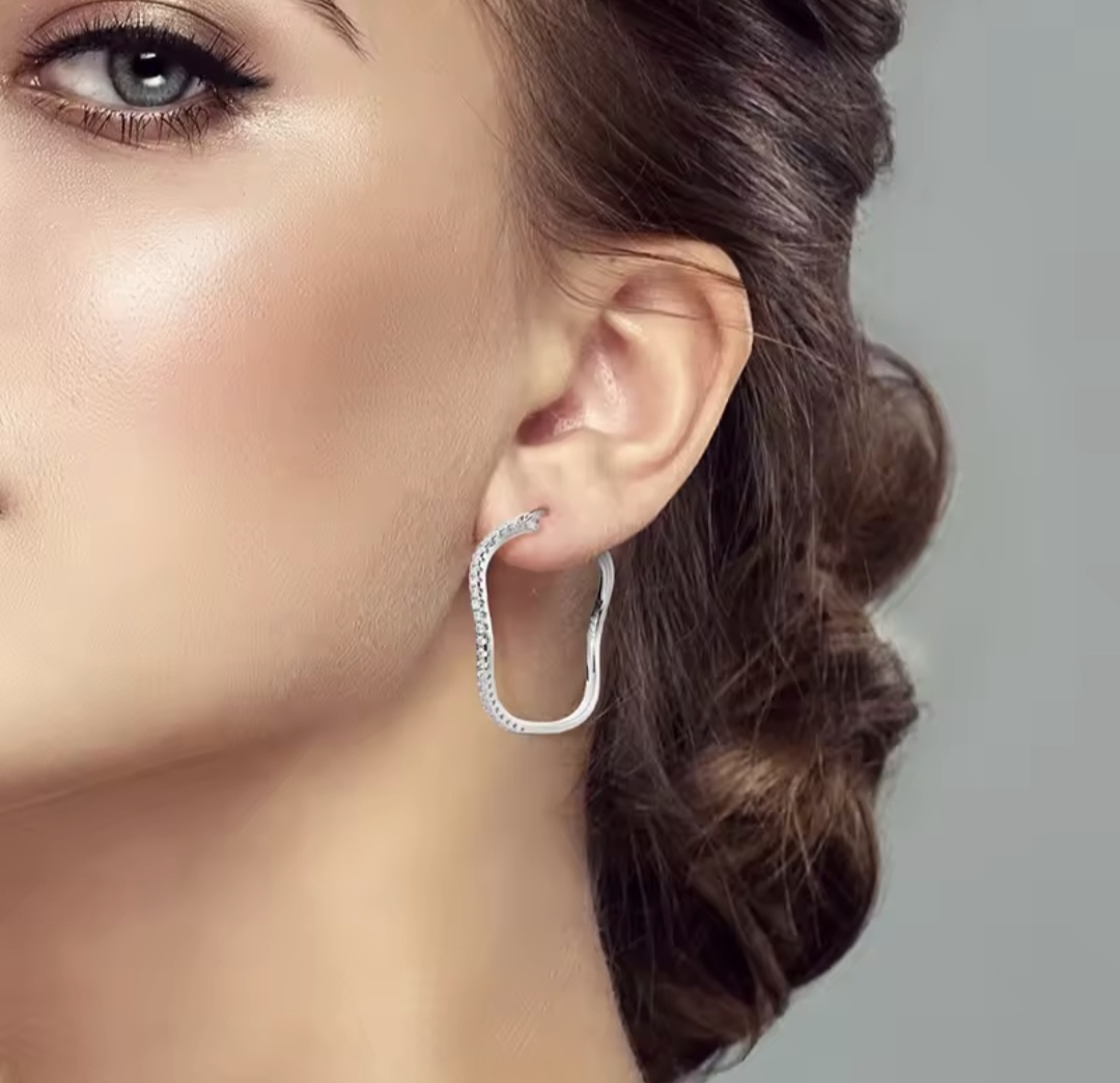 Сребърни обеци с цирконий "Преплетен танц" - Image 3