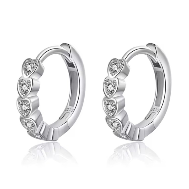 Сребърни обеци с цирконий "Луксозна любов"