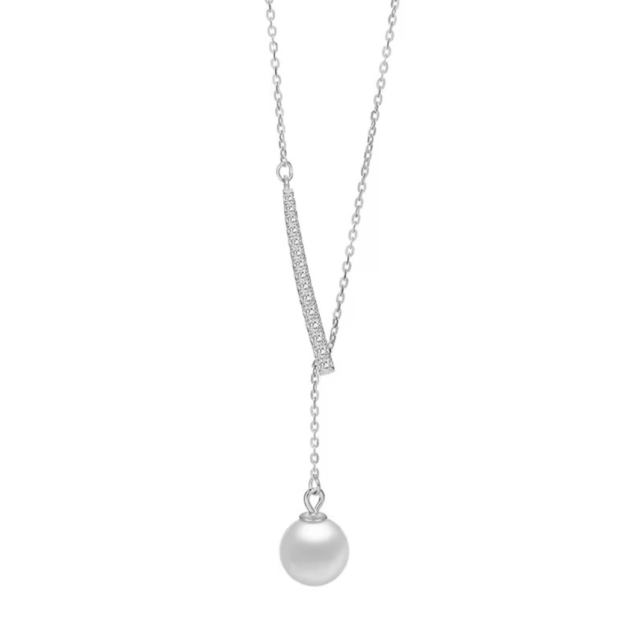 Сребърно колие с цирконий и перла “Pearl Grace Y”
