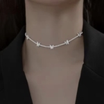 Сребърен чокър с цирконий "The butterfly within me"