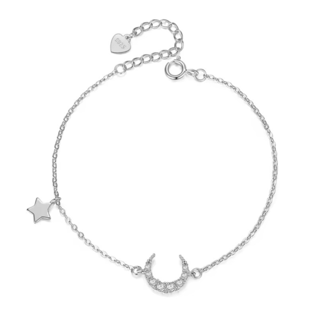 Сребърна гривна с цирконий "Лунa"