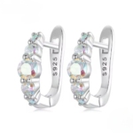 Сребърни обеци с цирконий "Rainbow"