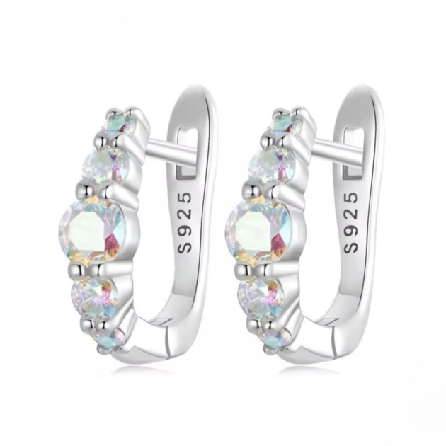 Сребърни обеци с цирконий "Rainbow"